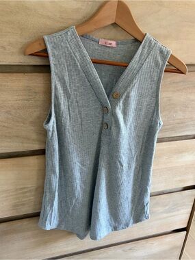 Pinkblush Ribbed V-Neck Tank with Button Detail (maternity)
